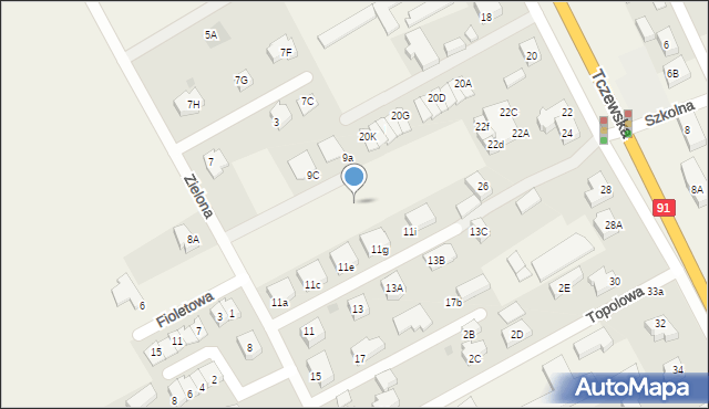 Łęgowo, Zielona, 9h, mapa Łęgowo