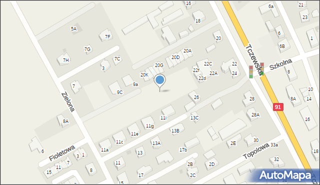 Łęgowo, Zielona, 9j, mapa Łęgowo