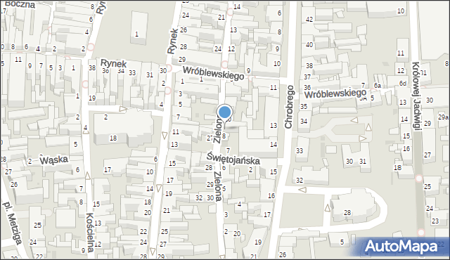 Leszno, Zielona, 9, mapa Leszno