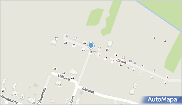 Łochów, Zielna, 19, mapa Łochów