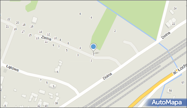 Łochów, Zielna, 2, mapa Łochów