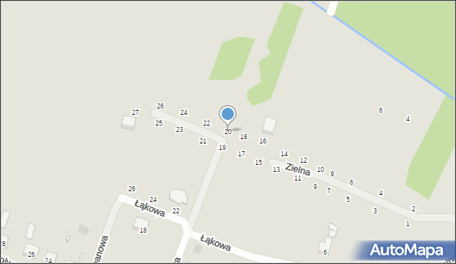 Łochów, Zielna, 20, mapa Łochów