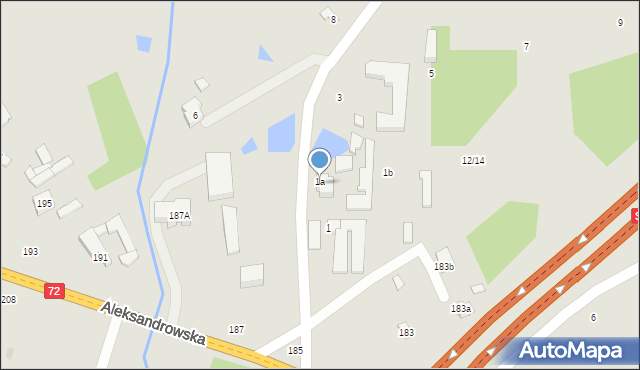 Łódź, Zimna Woda, 1a, mapa Łodzi