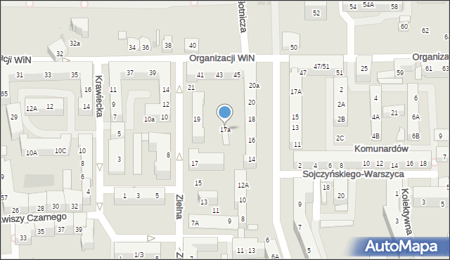 Łódź, Zielna, 17a, mapa Łodzi