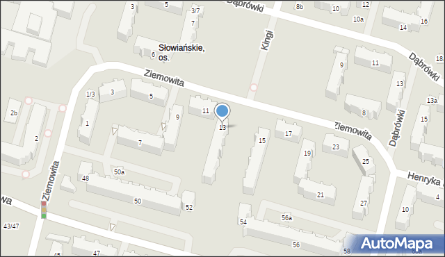Łódź, Ziemowita, 13, mapa Łodzi