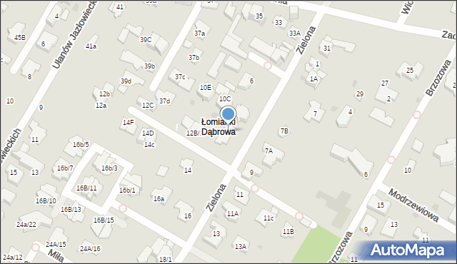 Łomianki, Zielona, 12, mapa Łomianki