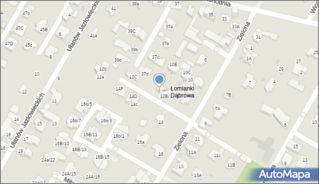 Łomianki, Zielona, 12B/2, mapa Łomianki