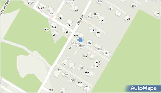 Łomianki, Zielona, 23h, mapa Łomianki