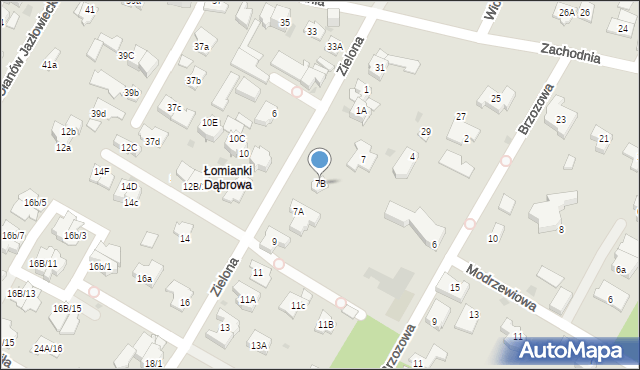 Łomianki, Zielona, 7B, mapa Łomianki