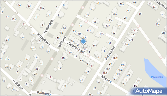 Łomianki Dolne, Zielonej Łąki, 12, mapa Łomianki Dolne