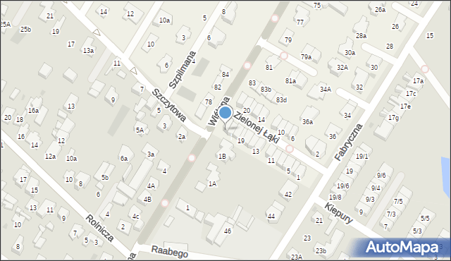 Łomianki Dolne, Zielonej Łąki, 25, mapa Łomianki Dolne