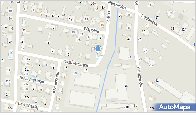 Łowicz, Zielna, 14, mapa Łowicza