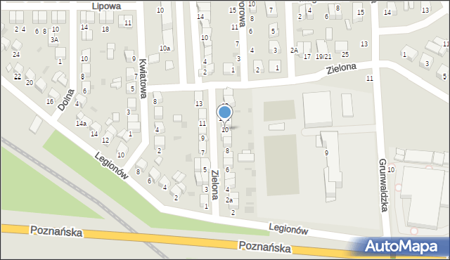 Łowicz, Zielona, 10, mapa Łowicza