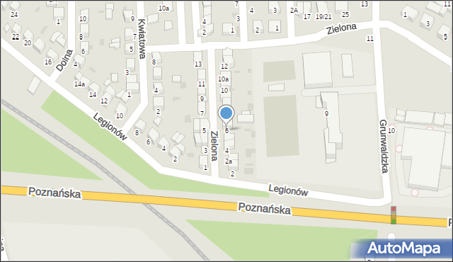 Łowicz, Zielona, 6, mapa Łowicza