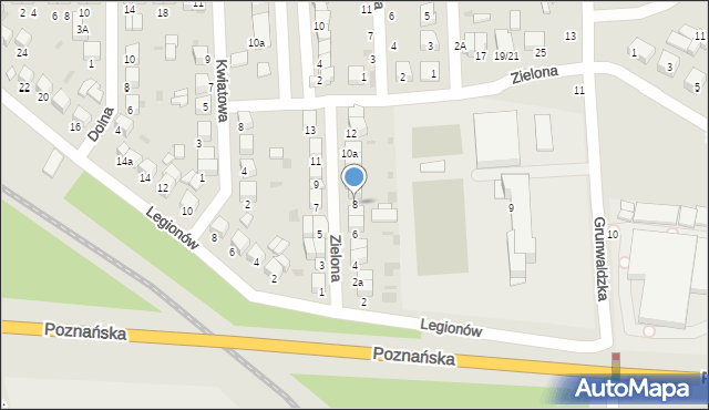 Łowicz, Zielona, 8, mapa Łowicza