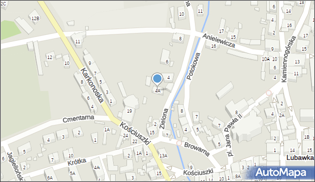 Lubawka, Zielona, 4A, mapa Lubawka