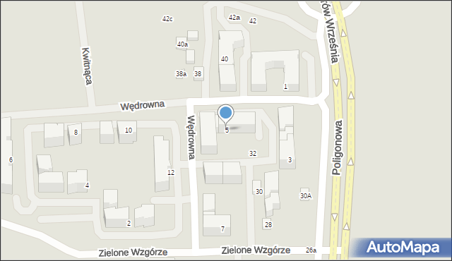 Lublin, Zielone Wzgórze, 5, mapa Lublina