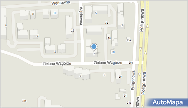 Lublin, Zielone Wzgórze, 7, mapa Lublina