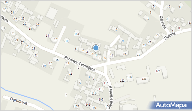 Ludźmierz, Zielona, 1, mapa Ludźmierz