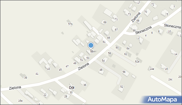 Ludźmierz, Zielona, 55a, mapa Ludźmierz