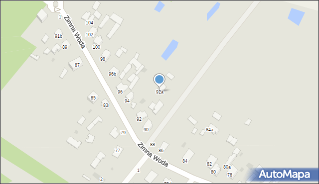Łuków, Zimna Woda, 92a, mapa Łuków