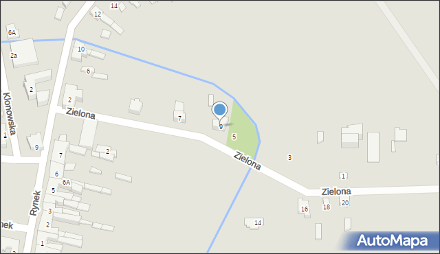 Lututów, Zielona, 9, mapa Lututów