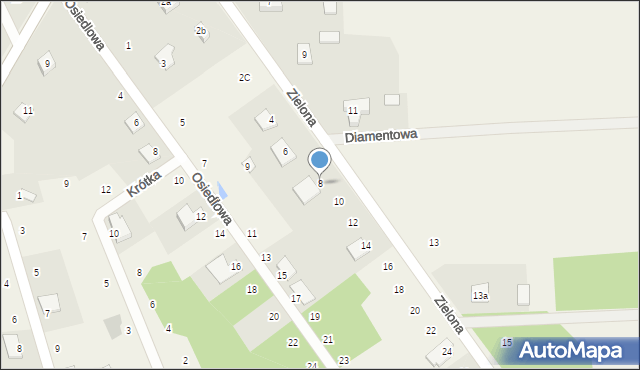 Łysiec, Zielona, 8, mapa Łysiec