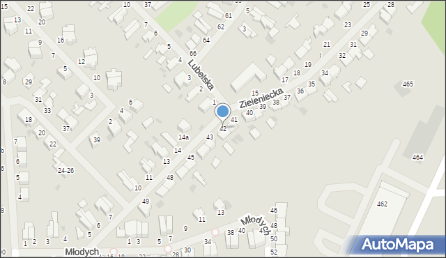 Malbork, Zieleniecka, 42, mapa Malborka