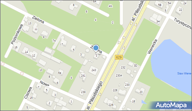 Marki, Zielona, 1, mapa Marki