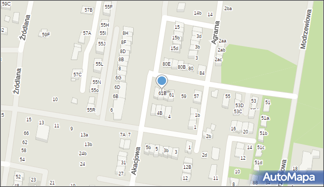 Marki, Zielona, 61b, mapa Marki