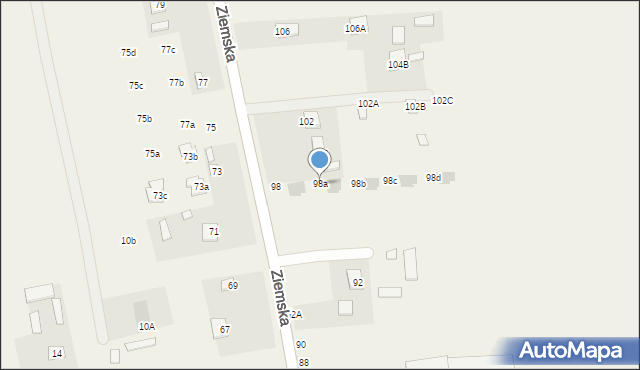Marysin, Ziemska, 98a, mapa Marysin