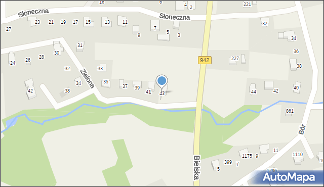 Meszna, Zielona, 43, mapa Meszna