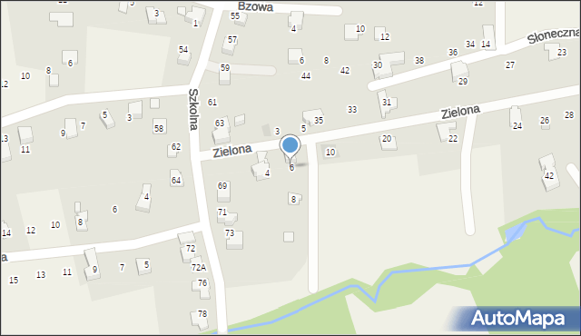 Meszna, Zielona, 6, mapa Meszna