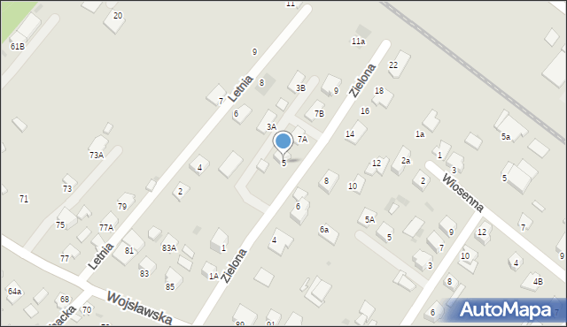 Mielec, Zielona, 5, mapa Mielca