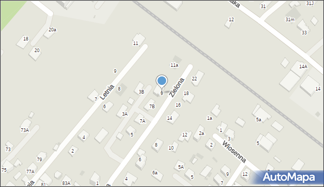 Mielec, Zielona, 9, mapa Mielca