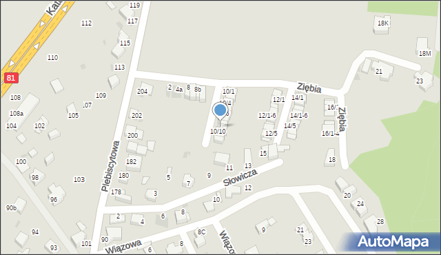 Mikołów, Ziębia, 10/9, mapa Mikołów