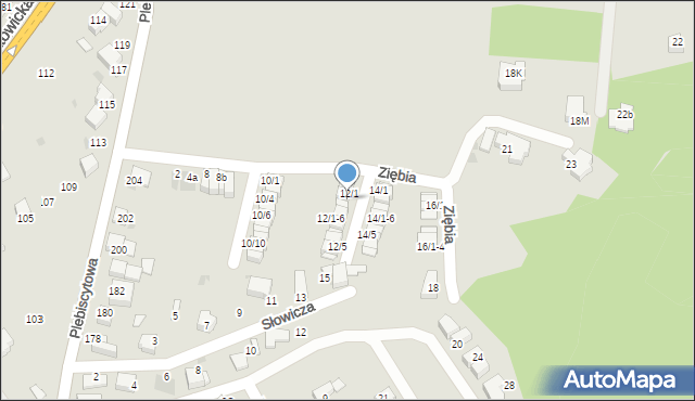 Mikołów, Ziębia, 12/2, mapa Mikołów