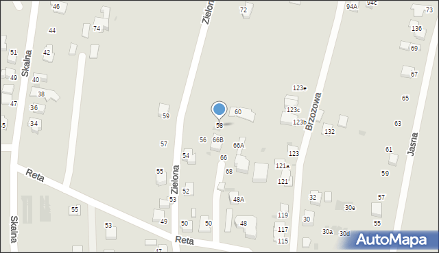 Mikołów, Zielona, 58, mapa Mikołów
