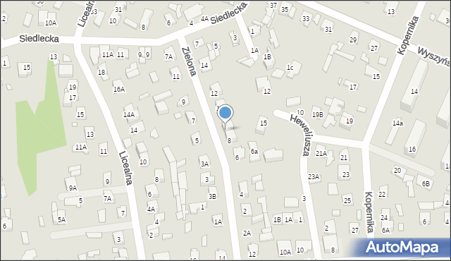 Mińsk Mazowiecki, Zielona, 8A, mapa Mińsk Mazowiecki