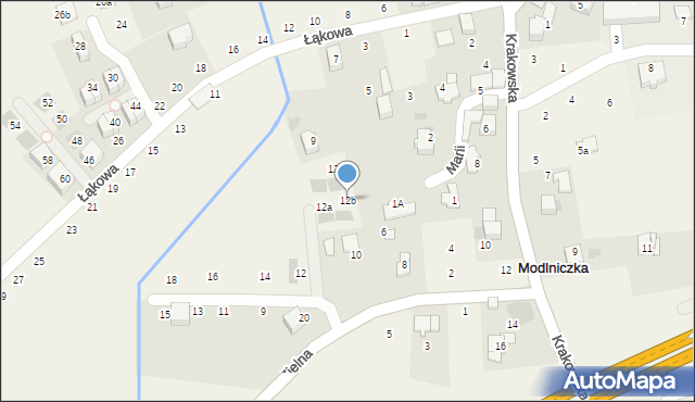 Modlniczka, Zielna, 12b, mapa Modlniczka