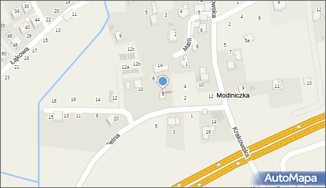 Modlniczka, Zielna, 8, mapa Modlniczka