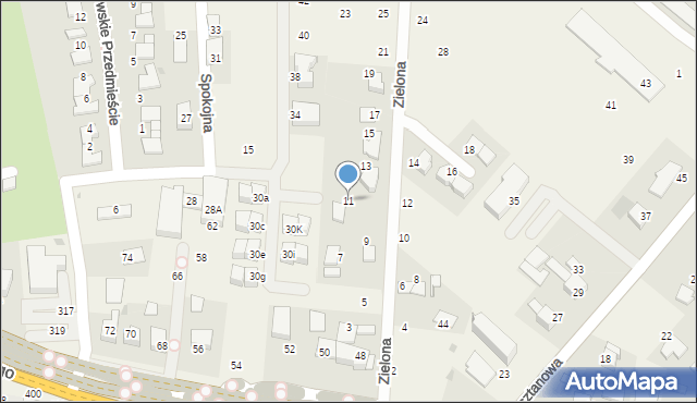Modlniczka, Zielona, 11, mapa Modlniczka