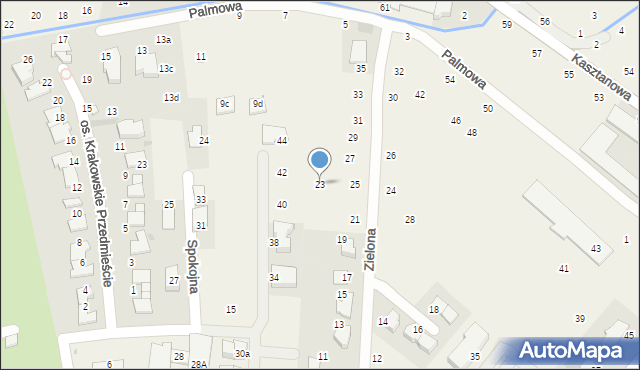 Modlniczka, Zielona, 23, mapa Modlniczka