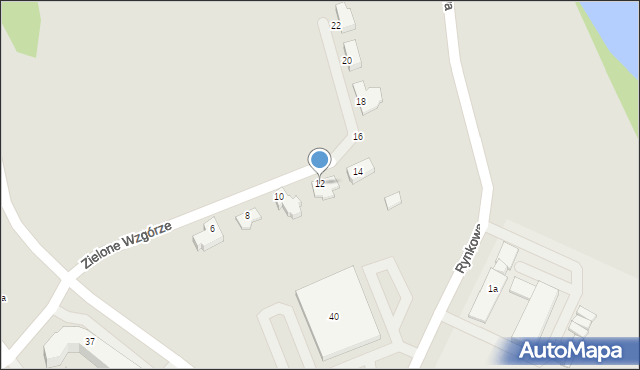 Mrągowo, Zielone Wzgórze, 12, mapa Mrągowo