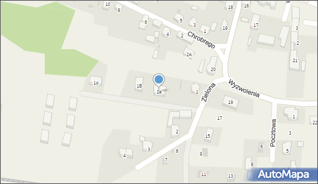 Mrozów, Zielona, 1a, mapa Mrozów