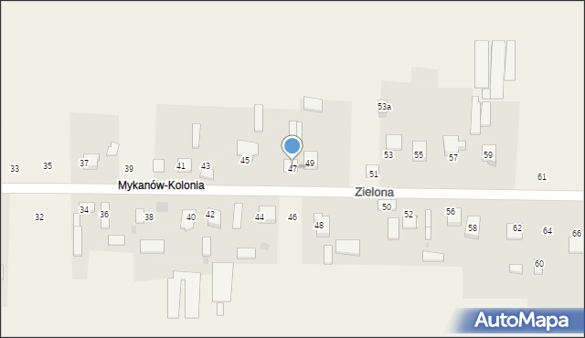 Mykanów, Zielona, 47, mapa Mykanów
