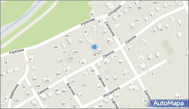 Myślenice, Zielona, 16, mapa Myślenice