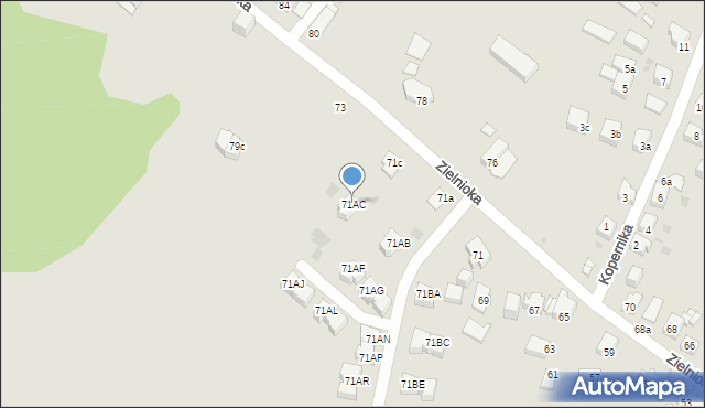Mysłowice, Zielnioka Andrzeja, 71AC, mapa Mysłowice