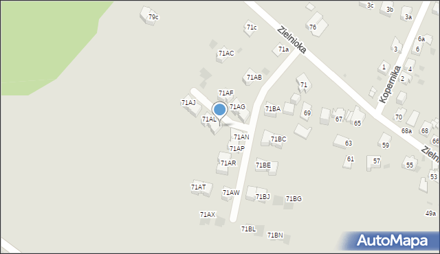 Mysłowice, Zielnioka Andrzeja, 71AM, mapa Mysłowice