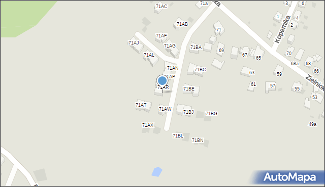 Mysłowice, Zielnioka Andrzeja, 71AS, mapa Mysłowice